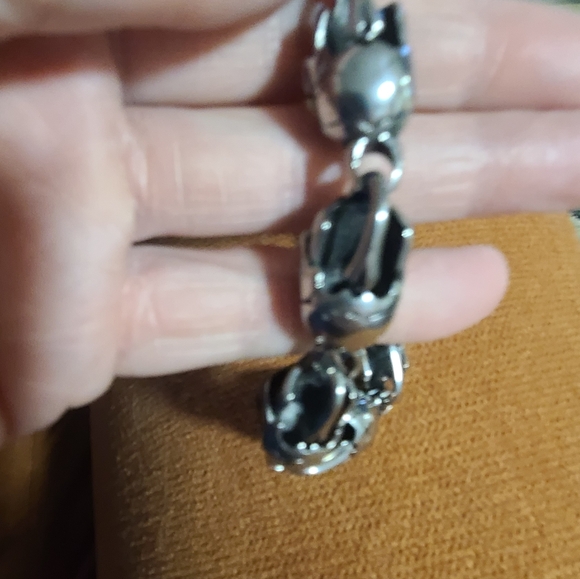 Spike Stainless Silver Tone Skull Link Bracelet Large Chunky - Picture 5 of 8